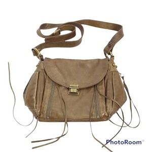 Rebecca Minkoff brown leather shoulder bag with fringe accents